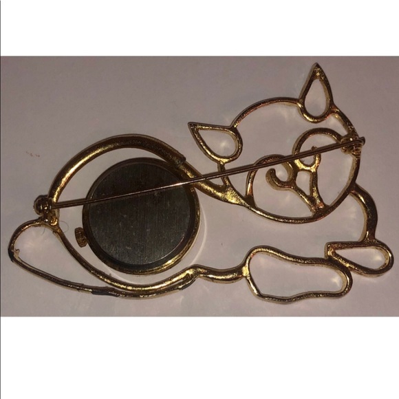 SHEFFIELD VINTAGE ARTESIAN CAT WATCH BROOCH - Picture 2 of 4